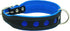 Dogs My Love Real Leather Soft Padded Reflective Dog Collar (18.25"-20.75" Neck; 1.75" Wide, Black/Blue)