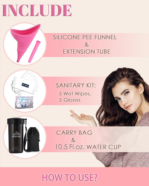 Portable Female Urinal, Reusable Silicone Pee Funnel for Road Trip, Travel, Camping Gear Essentials with Cup