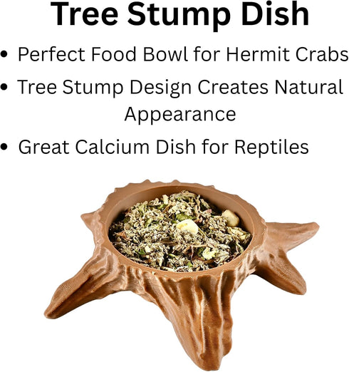 Lucky Critter Hermit Crab Food Dish Tree Stump | Hermit Crab Feeding Dish Food Bowl | Feeding Supplies Accessories