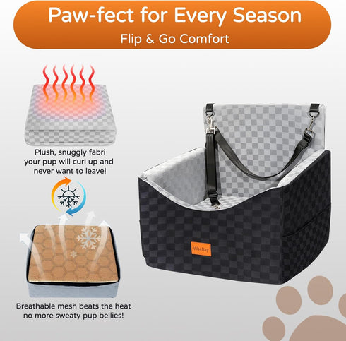 VibeBay 35lbs Dog Car Seats for Small Medium Dogs Up to | Elevated Dog Booster Seat with Detachable Washable Cover