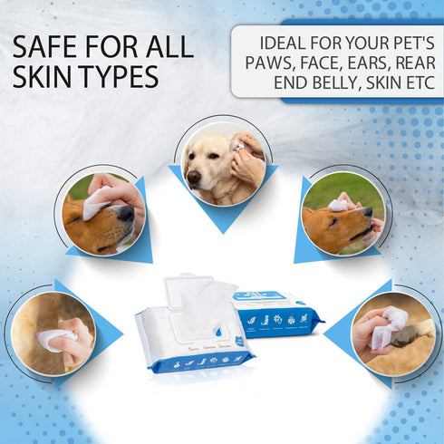 Dog Wipes for Dogs & Cats, 200 Count All Purpose Cleaning Wipes, Quick Easy Grooming for Bums, Body, Paws, Eyes