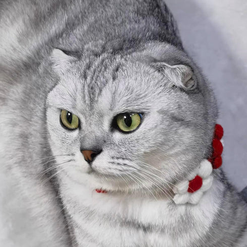 Handmade Dog Costume - Red and White Floral Design Wedding and Birthday Bandana, Cute Collars for Medium Small Cats