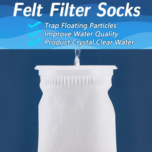Jecery 16 Pack 4 Inch Ring Filter Socks, 200 µm for Aquarium Filter Bags