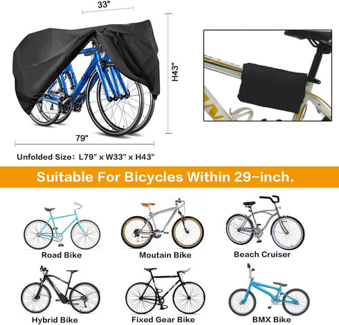 Waterproof Outdoor Bike Cover for 2-3 Bikes with Lock Hole for Mountain and Road Bikes
