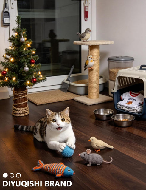 6 Pack 4 2 (1.5'') Cat Toys Balls for Indoor Kitten, Long-Lasting Plastic Balls & Plush Bells Balls, Interactive Kitty