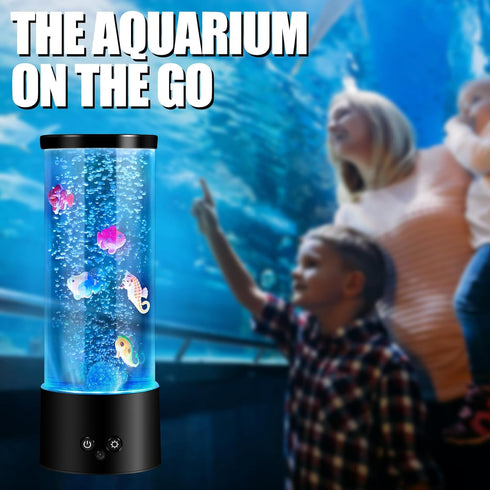 17 Bubble Fish Lamp Light Sensory, Colors Aquarium Liquid Motion Lamps with Remote Control, Artificial Ambient Fish