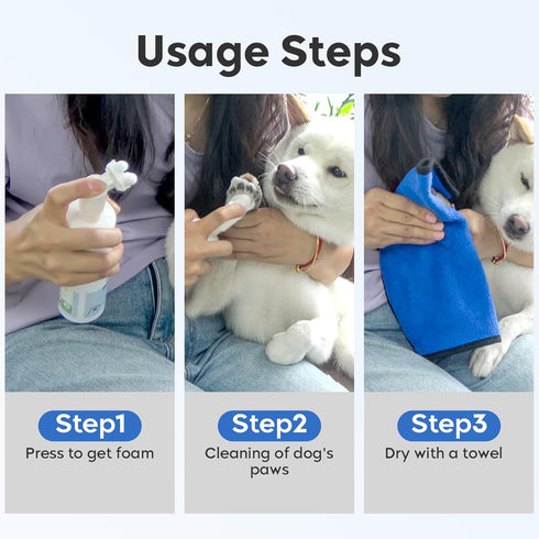 Breed,2 Pack Leopong Dog Paw Cleaner,Dog Paw Wash Care for Dogs Large Medium Small XL Waterless Foam with Silicone