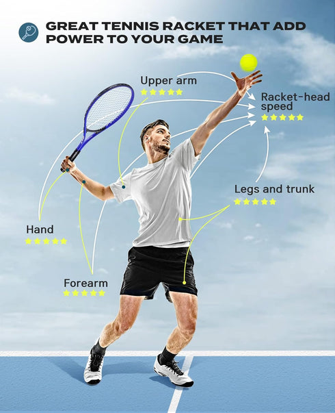 HIRALIY Adult Recreational Tennis Rackets, 27 Inch Lightweight Set for Student Training, Includes 3 Tennis Balls