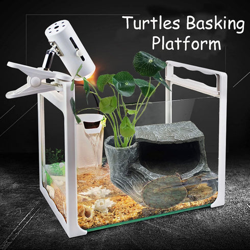 Tfwadmx Turtles Basking Platform, Reptile Habitat Hiding Cave for Frogs, Newts, Snakes, Chameleons