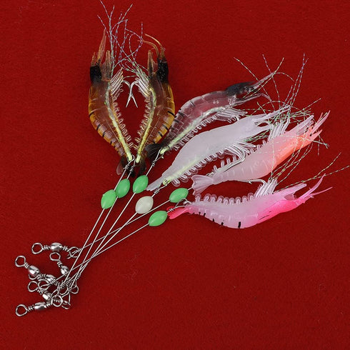 6Pcs Alomejor Soft Silicone Artificial Shrimp Lure Bait, Lifelike Fishing Tackle with Hook for Trout Perch Salmon, High