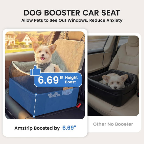 Amztrip Elevated Dog Cat Car Safety Seat - Waterproof,Black