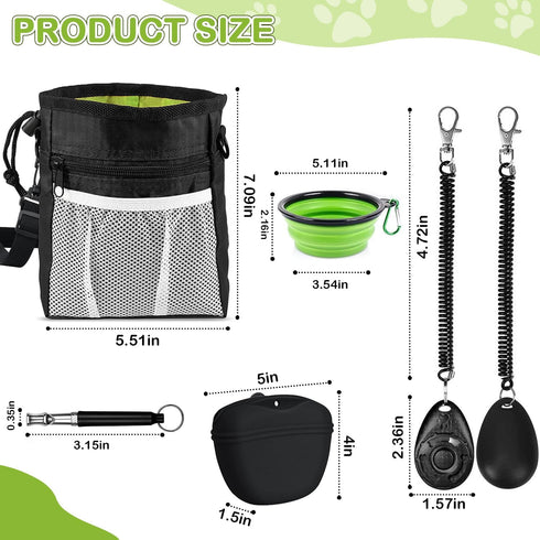 JIURUN Dog Treat Pouch: Training Treat Pouch with Clicker, Whistle, Collapsible Bowl, 2 Poop Bags