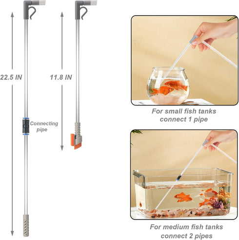 Compact Aquarium Siphon Vacuum and Water Changer Kit with Cleaning Brush for Small Fish Tanks