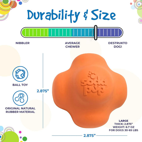 SodaPup Crazy Bounce Durable Dog Ball & Chew Toy Made in USA, Non-Toxic Natural Rubber for Bonding & Exercise