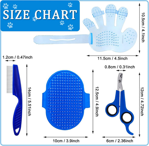 4 Pieces Bunny Grooming Kit, Rabbit Grooming Brush, Nail Clipper, Comb, and Bath Brush with Adjustable Handle
