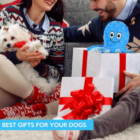 Squeaky Octopus Dog Toys, Durable Crinkle Plush Chew Toys for Teething, Interactive Tug for Small, Medium, Large Dogs