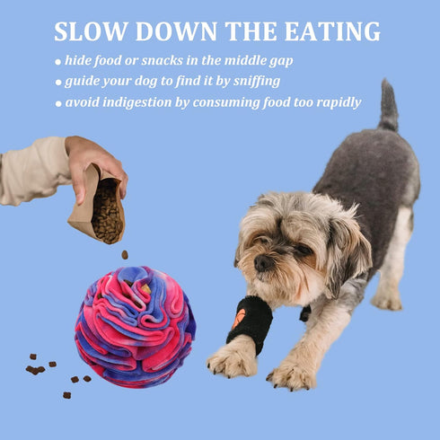 Snuffle Ball for Dogs - Find Hidden Food, Interactive Toy for Boredom, Soft Polar Fleece, Machine Washable