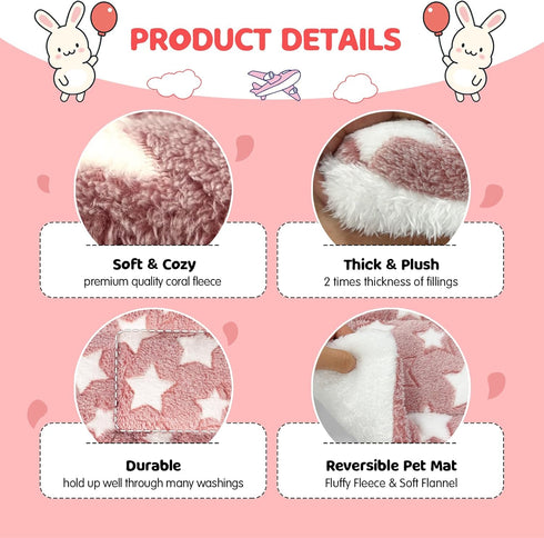 2 Pack 10 13 Inch Bunny Bed - x Rabbit Pee Pads Bedding - Washable and Thickness Upgrade(Pink,M)