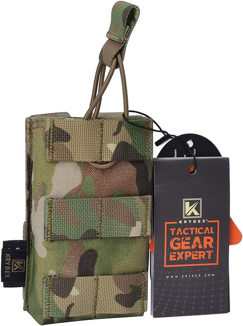 KRYDEX Tactical MOLLE Open-Top 5.56mm Mag Pouch, Single/Double/Triple with MOLLE Strap for M4 M16