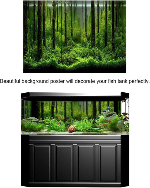 PVC Fish Tank Background Adhesive - Underwater Forest Tank Background Poster Decoration (24.02x16.14in)