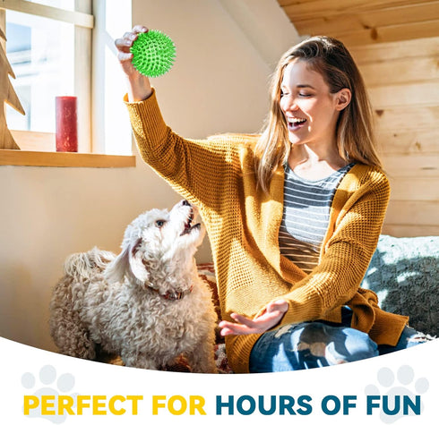 3.5” Large Dog Toys Ball - 6 Pack Squeaky Dog Toys - Durable Fetch Toys for Aggressive Chewers and Teething