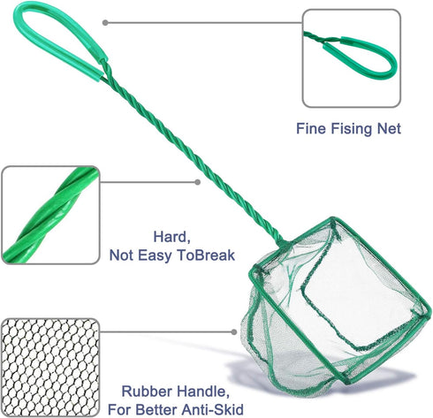 2 Pack Aquarium Fish Nets, DSSPORT 4 Inch Small Mesh Fish Catch Nets with Plastic Handle Green (Pine Green) by DSSPORT