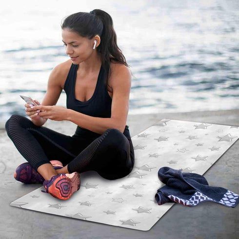 HXshaoye 71x26 inches 1 MM Handdraw Stars Baby Gray nonslip yoga mat for home printed, natural rubber non slip