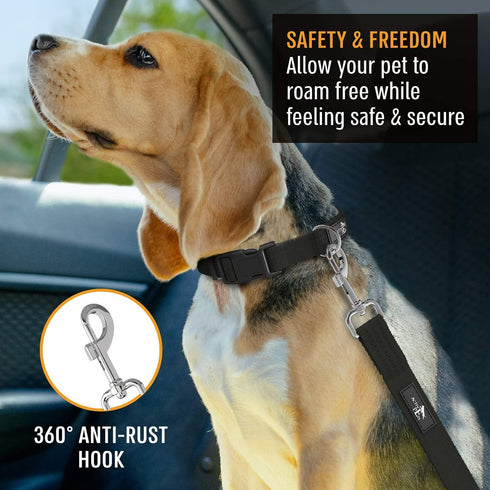 Active Pets Dog Car Seat Belt Harness, Safety Travel Restraint System for Small to Large Dogs, Black 1pk