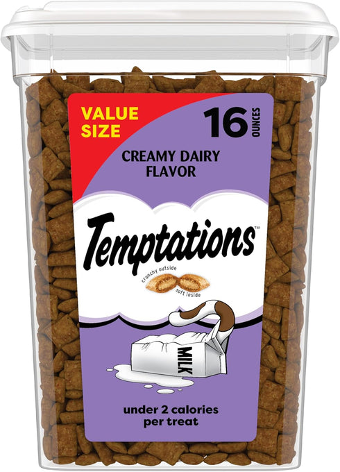 Temptations Cat Treats, Classic Crunchy and Soft Cat Treats, Creamy Dairy Flavor,
