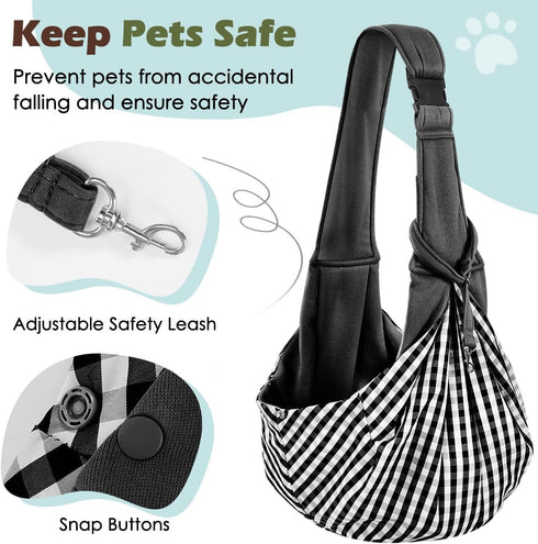 Pawaboo Dog Sling Carrier for Small Dogs, Reversible Hands Free Carrier Sling with Adjustable Strap and Safety Leash