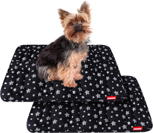 Dog Crate Mat (24" X 18") 2 Pack, Soft Dog Bed for Crate, Anti-Slip Bottom, Machine Washable Kennel Pad, Black