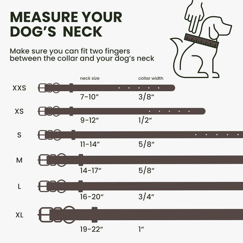 Rolled Leather Dog Collar Soft Round Collars, ID Tag for Small Medium Large Dogs (7-10 inch, Brown)