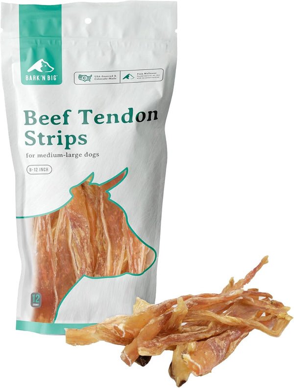 BARK'N BIG Beef Tendons for Dogs Made in USA - Single Ingredient