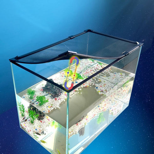 DIY Magnetic Fish Tank Lid Cover, Protective Net 37''X18'', Prevent Fish and Reptiles from Escaping