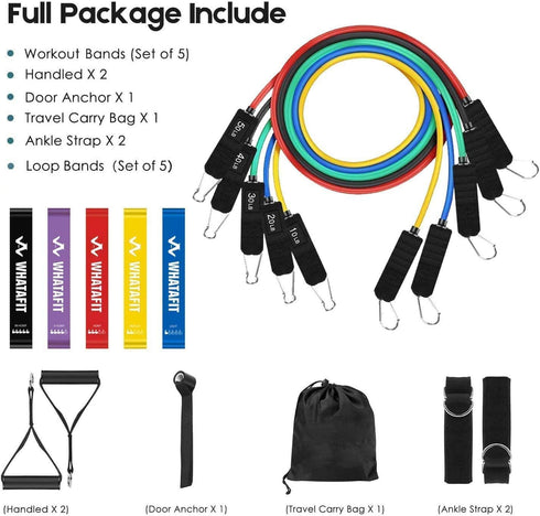WHATAFIT Resistance Bands for Working Out, Exercise Bands with Handles for Men and Women Fitness
