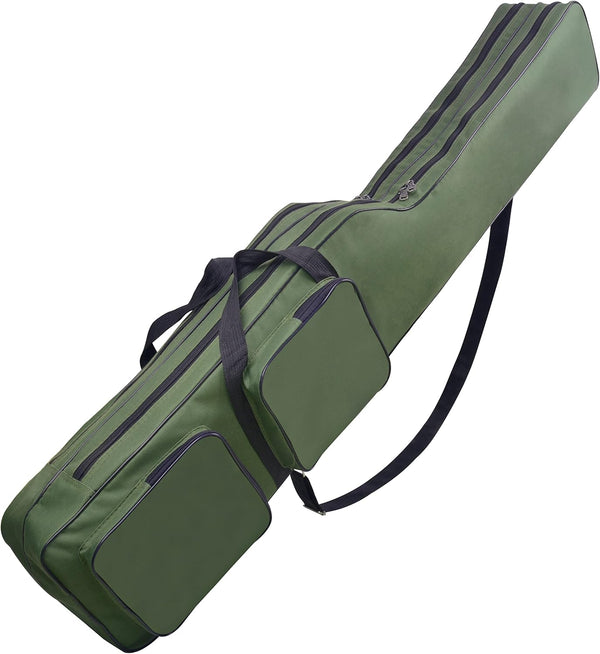 FUSIGO Fishing Rod Case Bag, 4.27ft Waterproof Fishing Rod Reel Organizer, Large Capacity Travel Bag