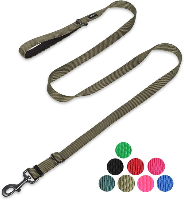 Hyhug Pets Adjustable 6 Feet Leash with Super Soft Neoprene Padded Handle for Medium Large Dogs (Military Green)