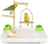 Dmnnlp 4 In 1 Bird Playground Stan with Large Tray, Food Bowl, Wooden