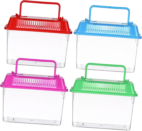 4pcs Mini Plastic Containers for Fish Tank, Mini Turtles Terrarium Decor, Reptile Feeding Box