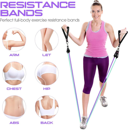RENRANRING Resistance Bands - 150LBS Workout Bands Set with Handles, Ankle Straps for Muscle Training for Men Women