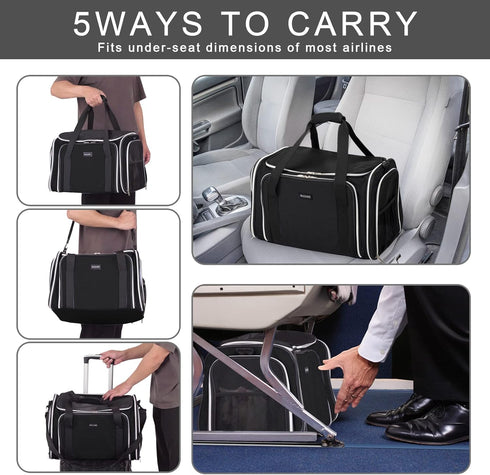 BAGLHER Cat Carrier Bag - Airline Approved Soft Side Pet Travel with 5 Open Doors and 3 Expandable Sides
