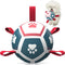 Dog Toys Soccer Ball with Straps, Outdoor Interactive Tug of War Toy for Small Dogs, Blue & Red, 5 Inch