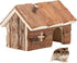 Hamster Wooden Hideout House - Natural Climbing Play Hut for Dwarf Hamster, Small Mouse, Rat, and Gerbil