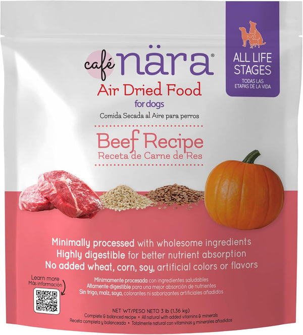 Caf Nara - Beef Air-Dried Food for Dogs - Complete Meal, Food