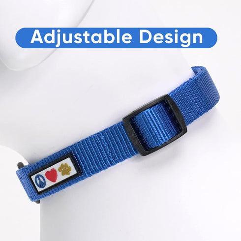 Pawtitas Adjustable Dog Collar, Heavy Duty Waterproof with Quick-Release Buckle, Blue for Small Breed