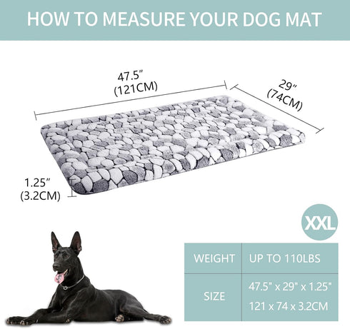 VANKEAN Dog Crate Pad Bed Mat, Reversible (Warm & Cool), Soft Sleeping Mat for Crate, Machine Washable, Grey Stone
