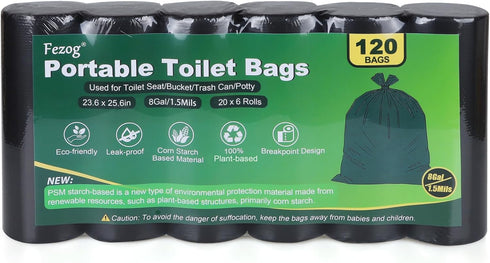 Fezog 120 PCS 1.5 Mils Portable Toilet Bags, 8 Gal Camping Toilet Bags