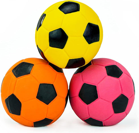 CHIWAVA 3PCS 2.7'' Squeak Latex Dog Toy, Football Chew Fetch Ball for Medium Dogs, Interactive Play