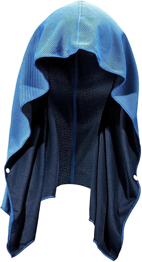 Yiju Quick-Dry Hooded Towel for Gym & Outdoor Activities - Blue