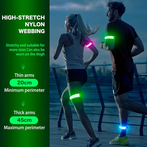LED Armband Running USB Rechargeable, 2 Pack High Visibility Wristband for Runners, Joggers, Pet Owners, Cyclists